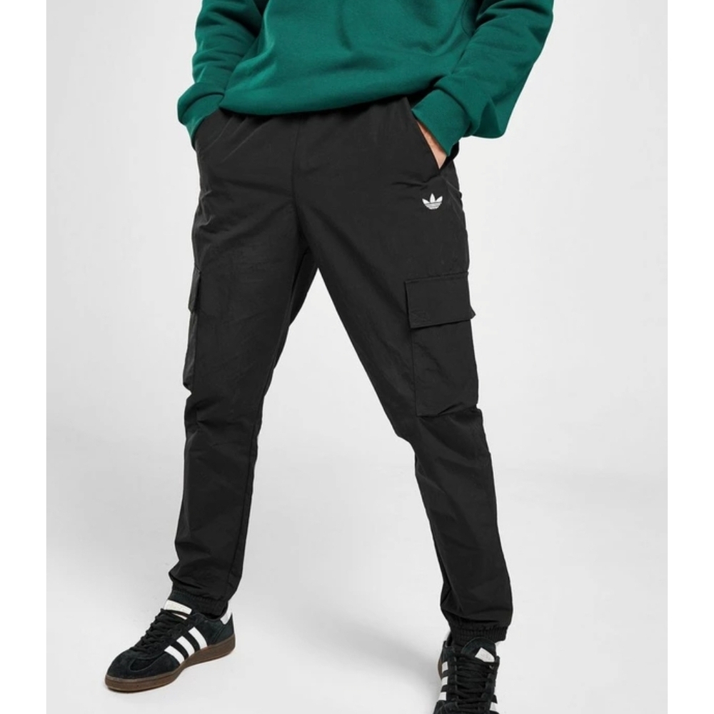 Adidas Men Black Cargo Pants with Logo